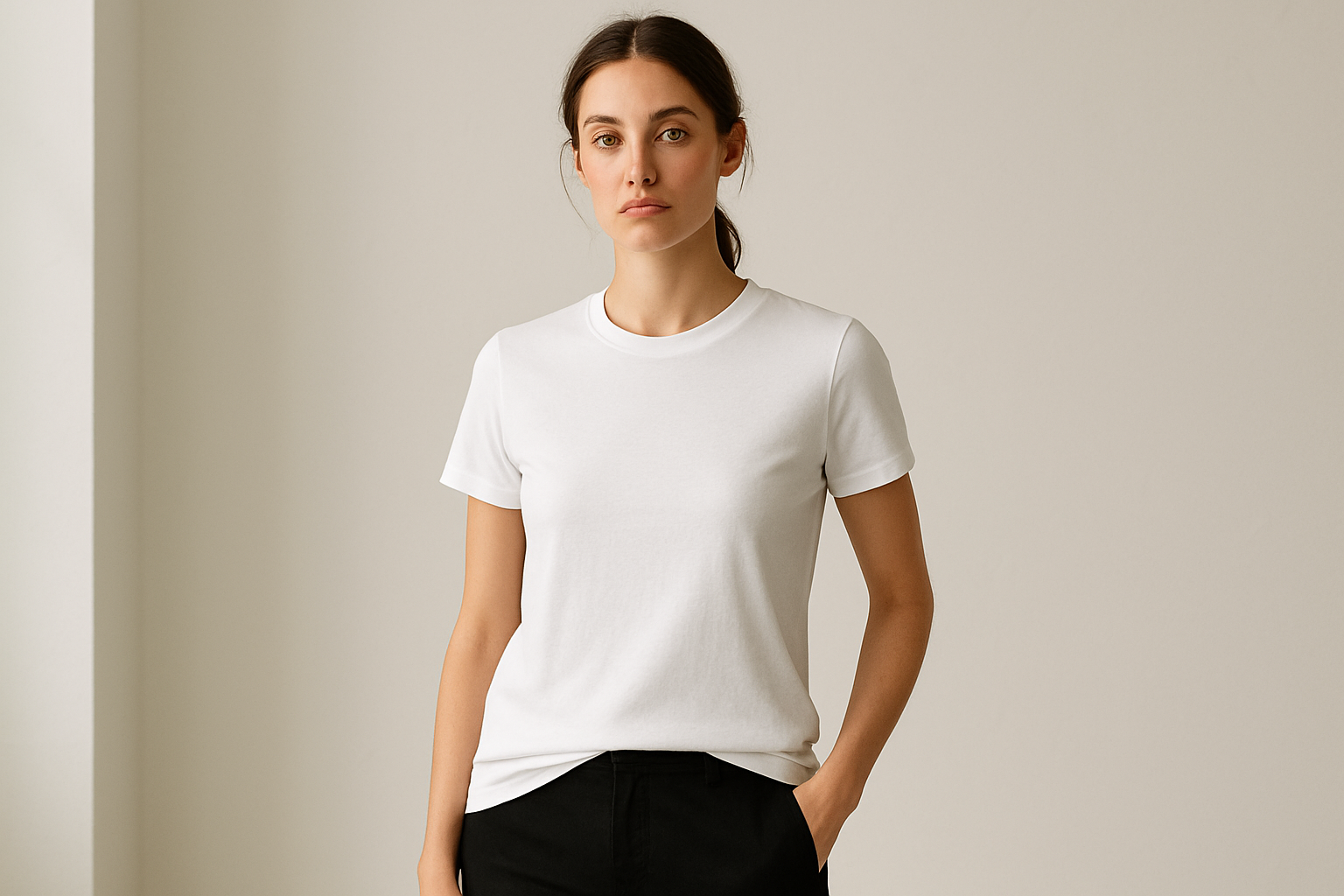 white t shirt model 